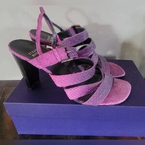 NIB STUART WEITZMAN PURPLE PINK MATTE SNAKESKIN STRAPPY SANDALS 9.5 9 $375
